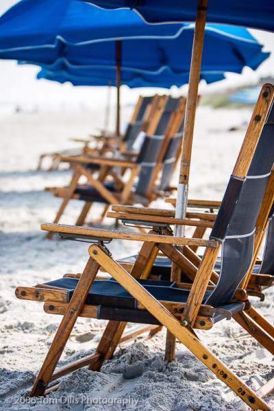 Beach chairs and umbrella, Hilton Head Island, SC