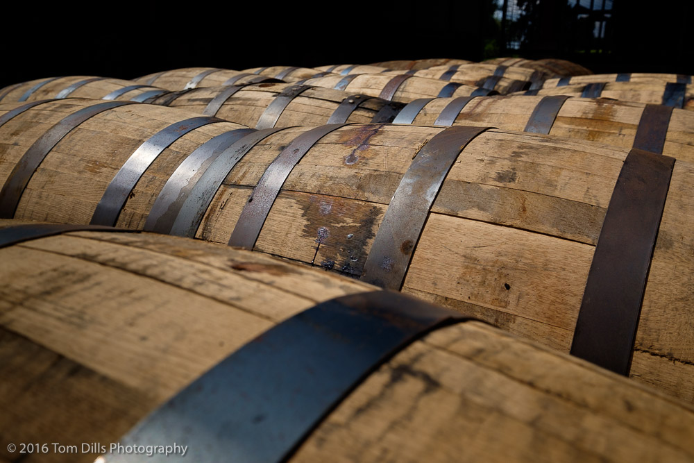 Barrels of the good stuff getting happy at Jim Beam Distillery, Clermont, Kentucky