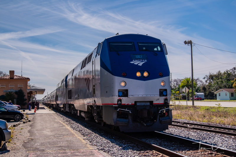 Amtrak’s Silver Star arriving at the train station in Sebring, Florida